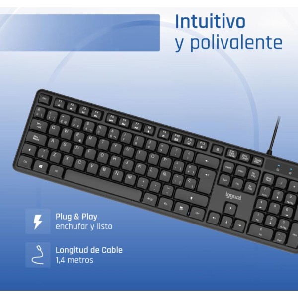 Iggual teclado usb estándar ck-silent-105t negro